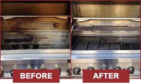 Before and after BBQ cleaning with BBQ Repair Florida.