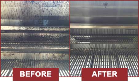 Before and after images of barbecue grills.