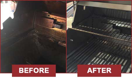 Before and After images of dirty grills.